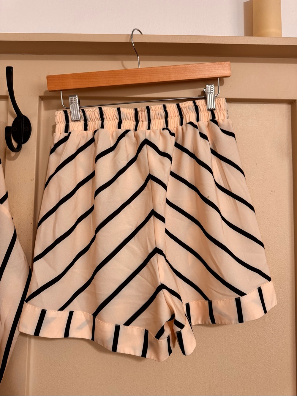 Amazon Cream and Black Striped Ruffle-Trim Blouse & Short Set - Picture 5 of 7